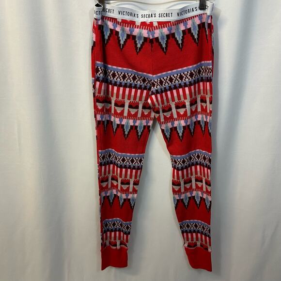 Victoria's Secret Holiday Fair Isle Jogger Leggings Sweatpants Relaxed Medium - Picture 3 of 3